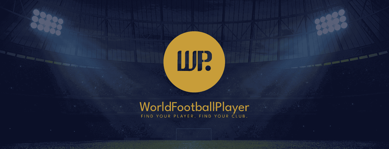 WorldFootballPlayer logotyp med en bakgrund likt en fotbollsplan.